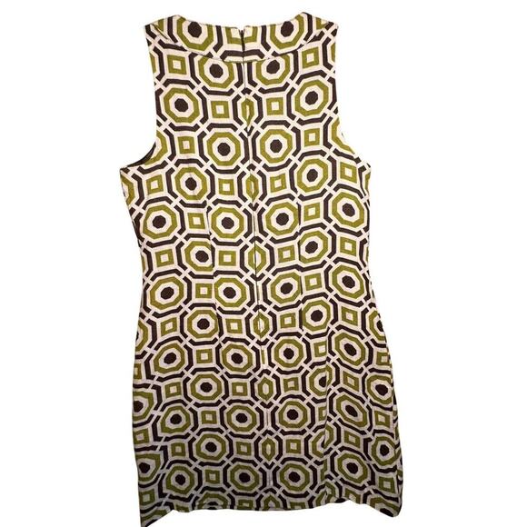 Richard Malcolm Sz 6 100% Linen Green Brown Mod Canvas Sheath Pockets‎ Retro Zip - Picture 7 of 16